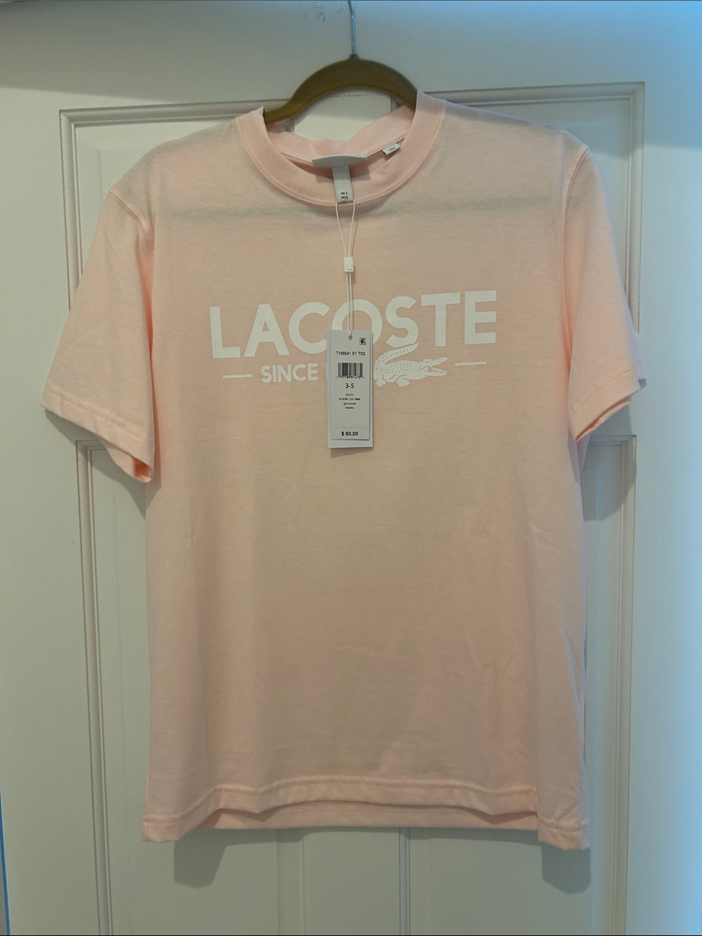Lacoste Pale Pink Logo Short Sleeve Tee